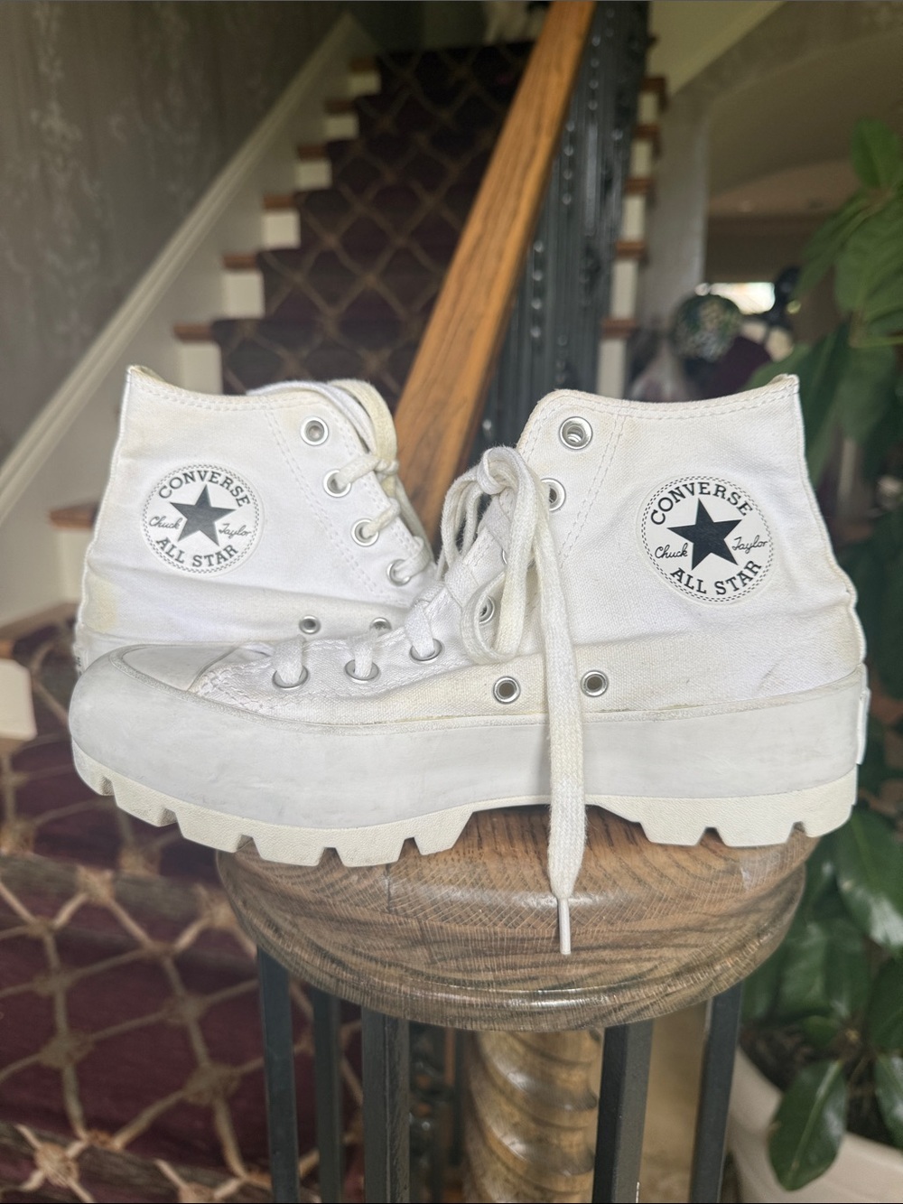 CONVERSE Chuck Taylor ALL STAR platform sneakers, white size 7 preowned - Picture 6 of 10